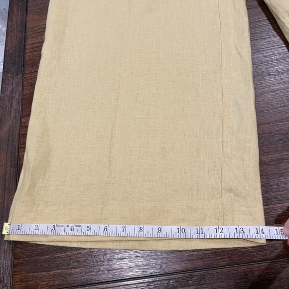 NWT Madewell Sz 16 Harlow Wide-Leg Linen Pants Light Straw Yellow Pleated NJ996 - Picture 11 of 12